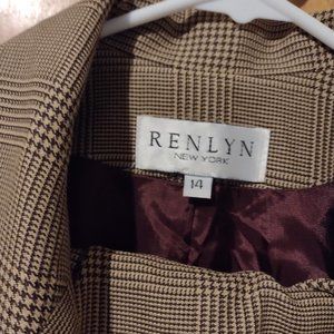 Brown & Tan (or orange looking) Checkered Skirt Suit